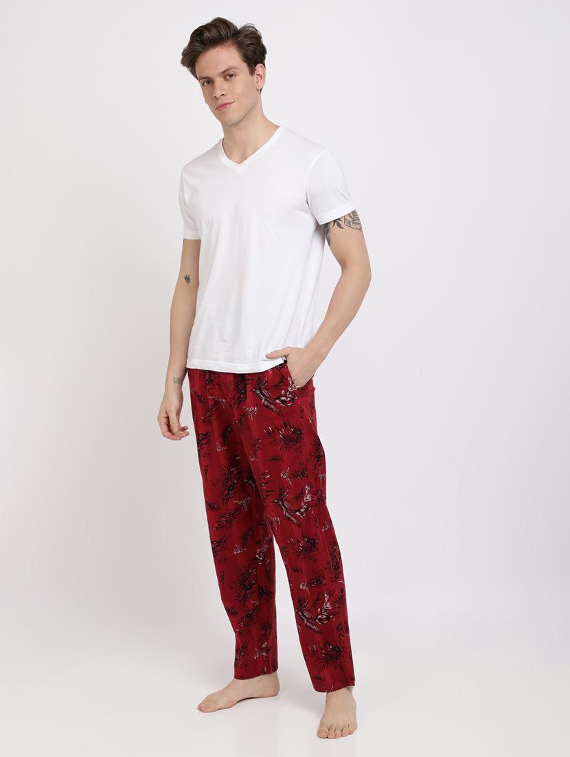 maroon printed pyjama - 17420532 - Zoom Image - 4