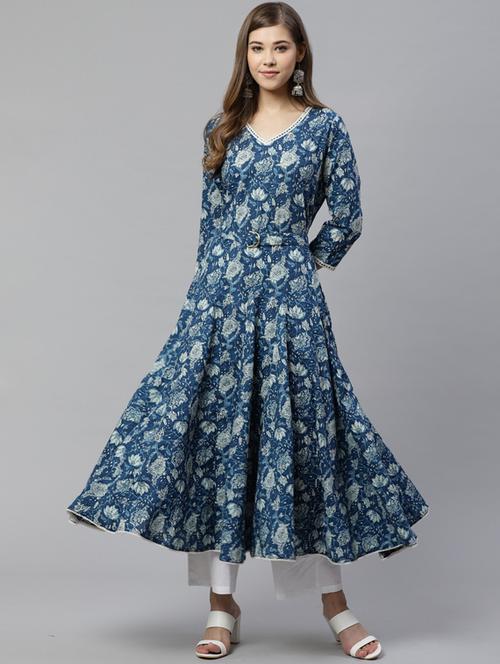 floral flared kurta - 17420701 - Standard Image - 1