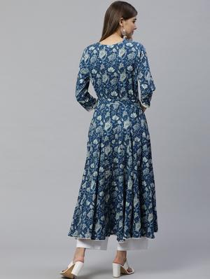 floral flared kurta - 17420701 - Standard Image - 3