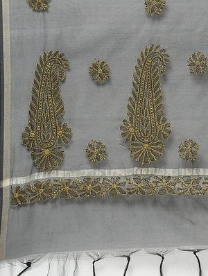 ada hand-embroidered black chikankari dupatta - 17421177 - Standard Image - 2
