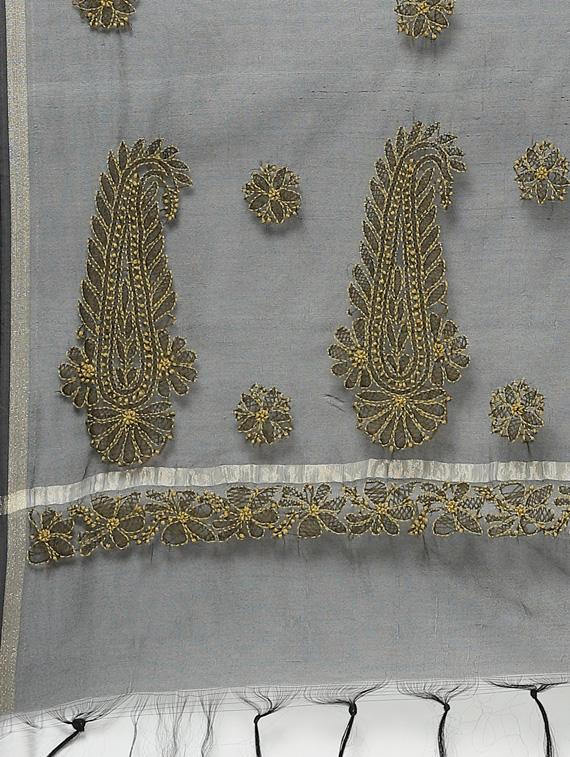 ada hand-embroidered black chikankari dupatta - 17421177 - Zoom Image - 2