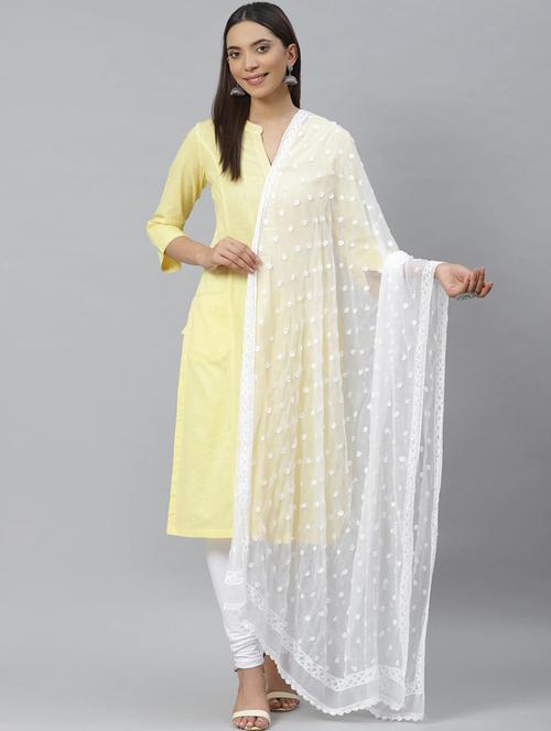 solid chikankari dupatta - 17421187 - Very Small Image - 1