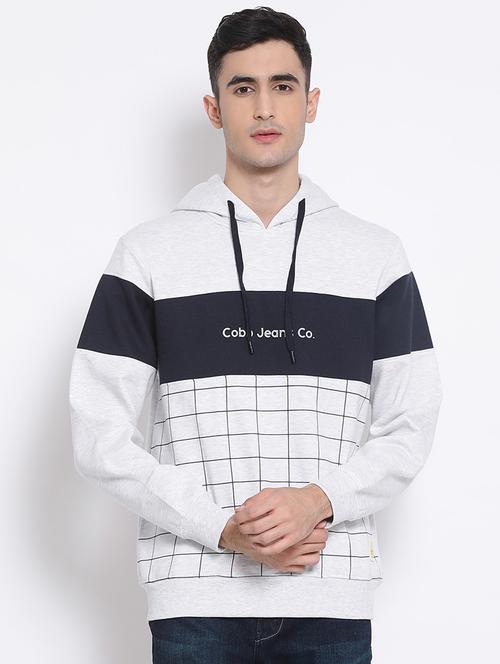 white checkered cut & sew sweatshirt - 17421209 - Standard Image - 1