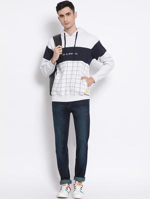white checkered cut & sew sweatshirt - 17421209 - Standard Image - 4