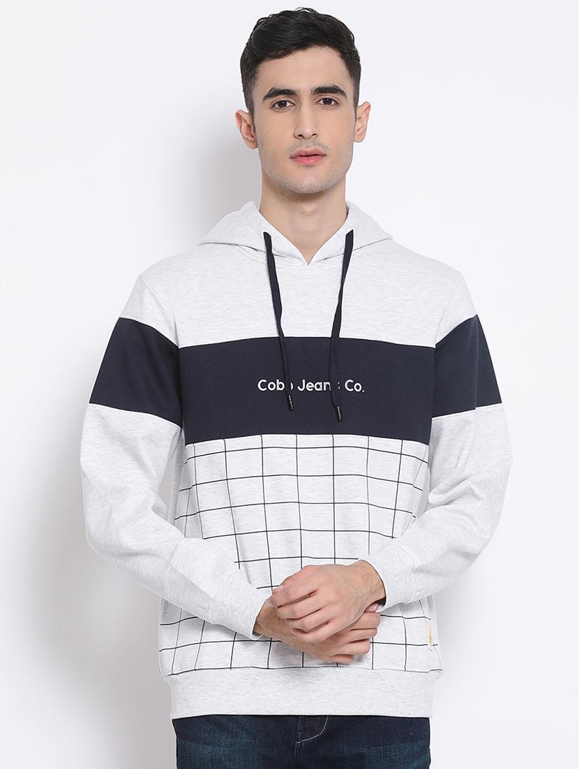 white checkered cut & sew sweatshirt - 17421209 - Zoom Image - 1