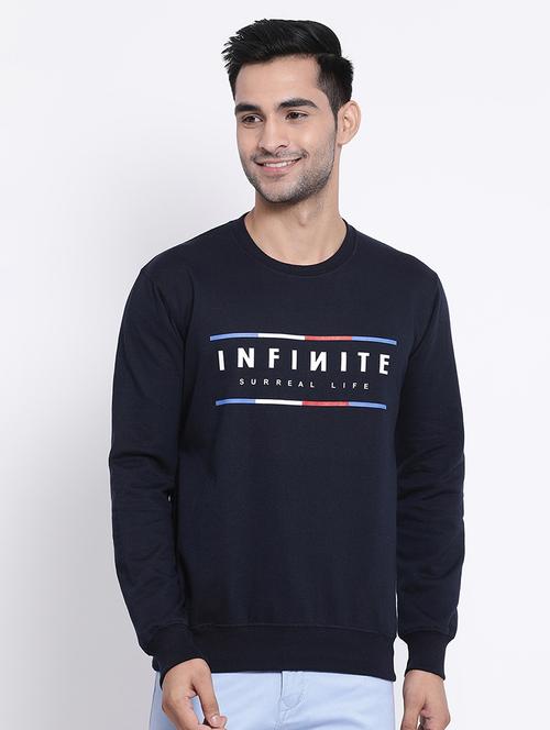 navy blue chest print sweatshirt - 17421214 - Very Small Image - 1
