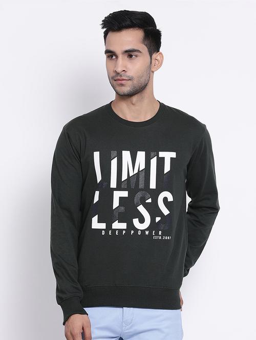 olive green chest print sweatshirt - 17421218 - Standard Image - 1