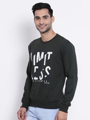 olive green chest print sweatshirt - 17421218 - Standard Image - 2