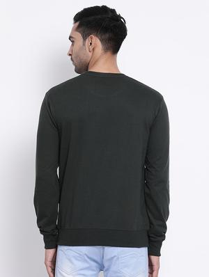 olive green chest print sweatshirt - 17421218 - Standard Image - 3