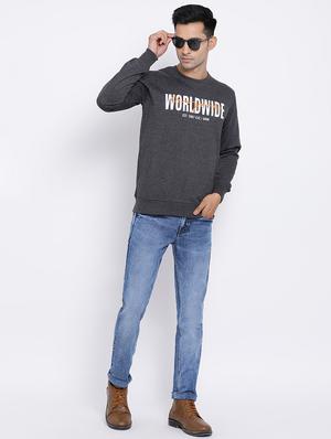 grey chest print sweatshirt - 17421219 - Standard Image - 4