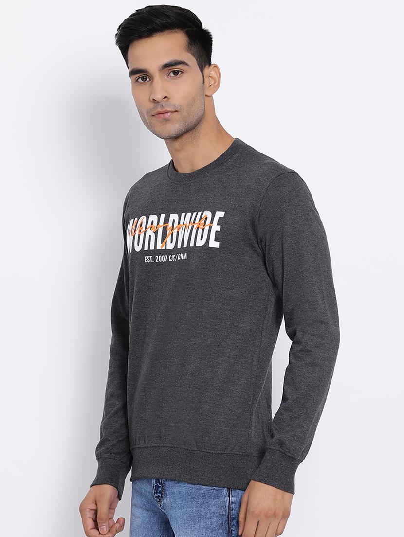 grey chest print sweatshirt - 17421219 - Zoom Image - 2