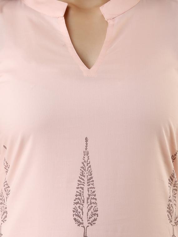 peach cotton kurta palazzo set - 17421582 - Zoom Image - 4