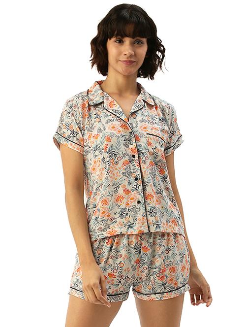 multi colored cotton shorts set nightwear - 17421633 - Standard Image - 1