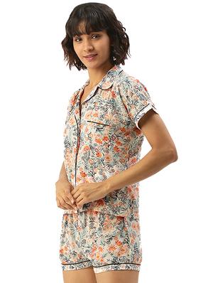 multi colored cotton shorts set nightwear - 17421633 - Standard Image - 2