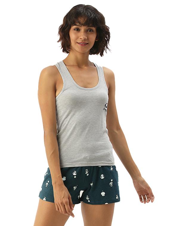 blue cotton shorts set nightwear - 17421637 - Zoom Image - 1