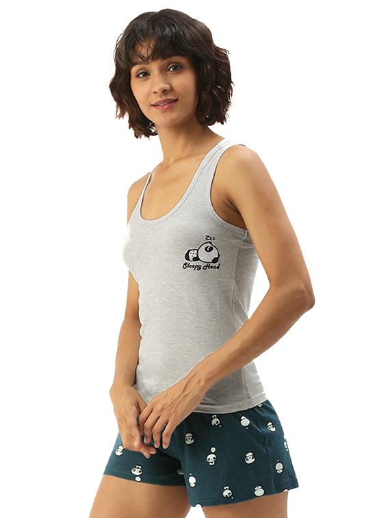 blue cotton shorts set nightwear - 17421637 - Zoom Image - 2