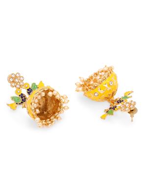 yellow zinc jhumka earring - 17421678 - Standard Image - 2