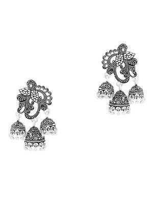 silver zinc jhumka earring - 17421712 - Standard Image - 2