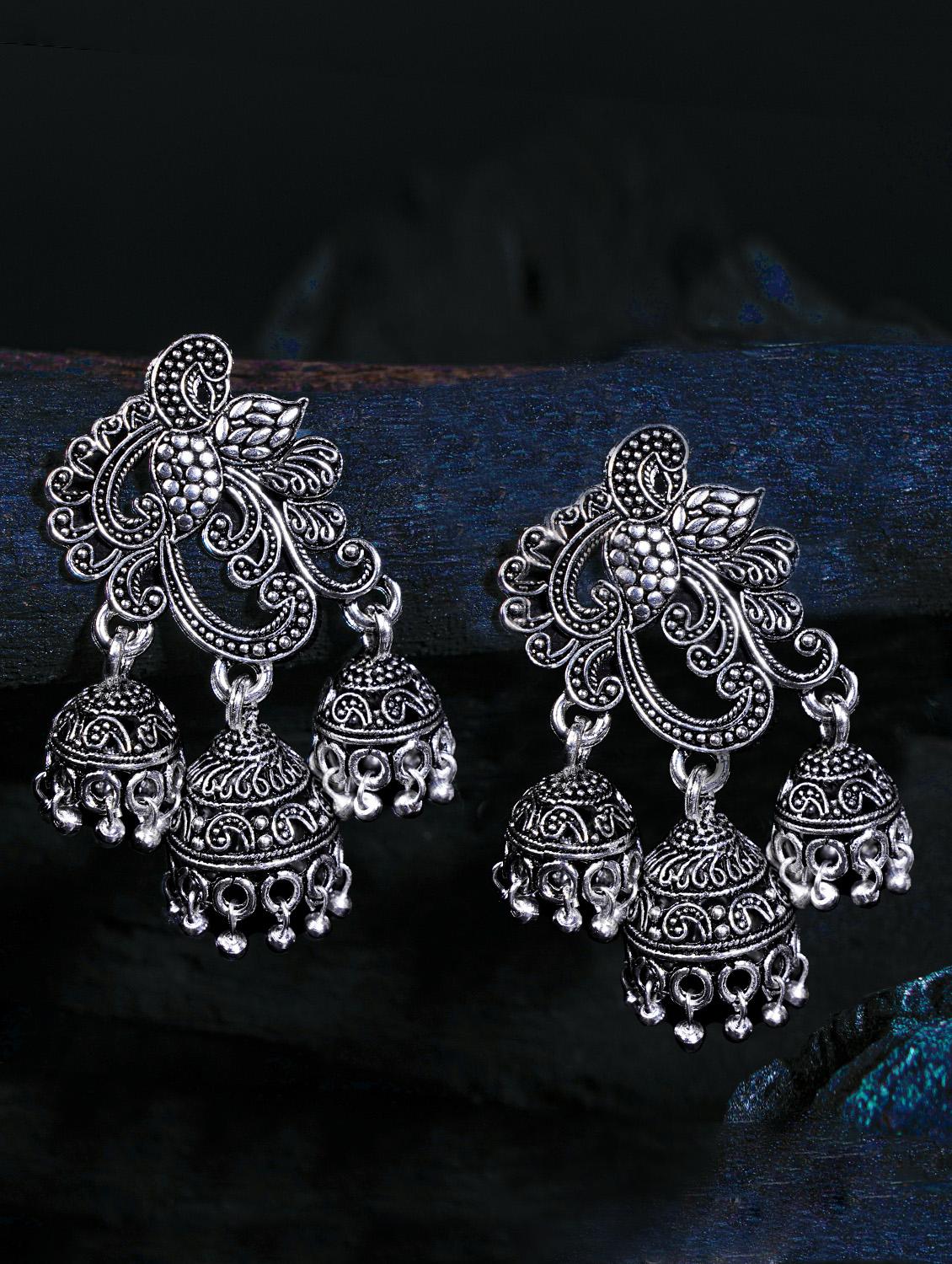 silver zinc jhumka earring - 17421712 - Zoom Image - 1