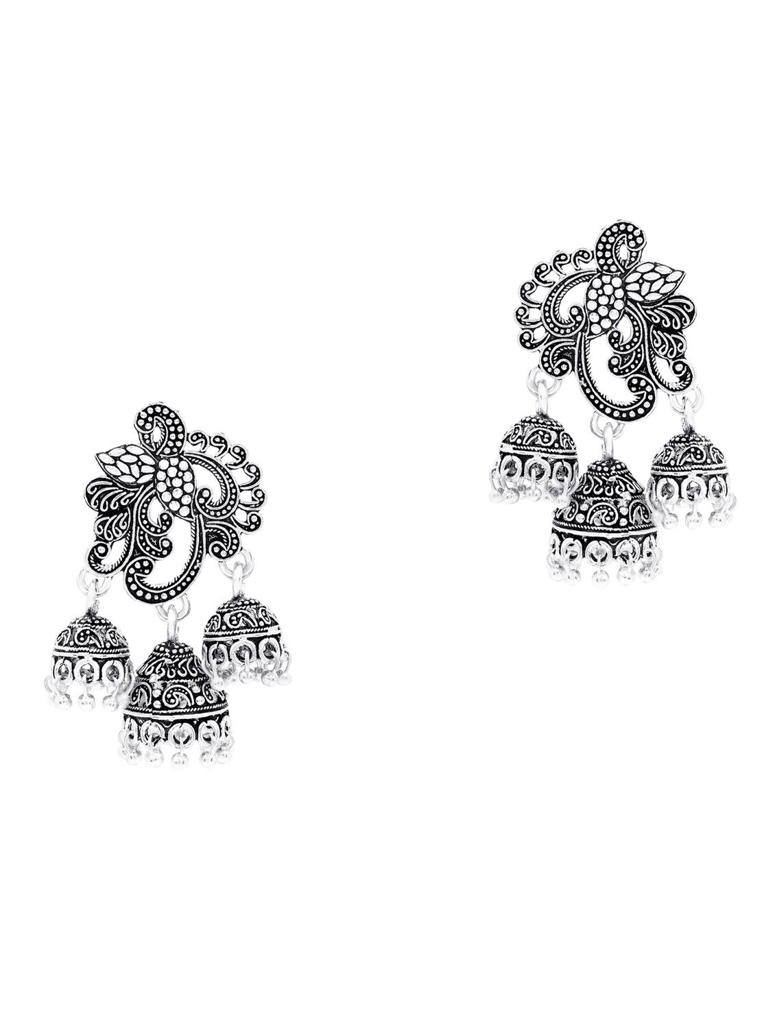 silver zinc jhumka earring - 17421712 - Zoom Image - 2