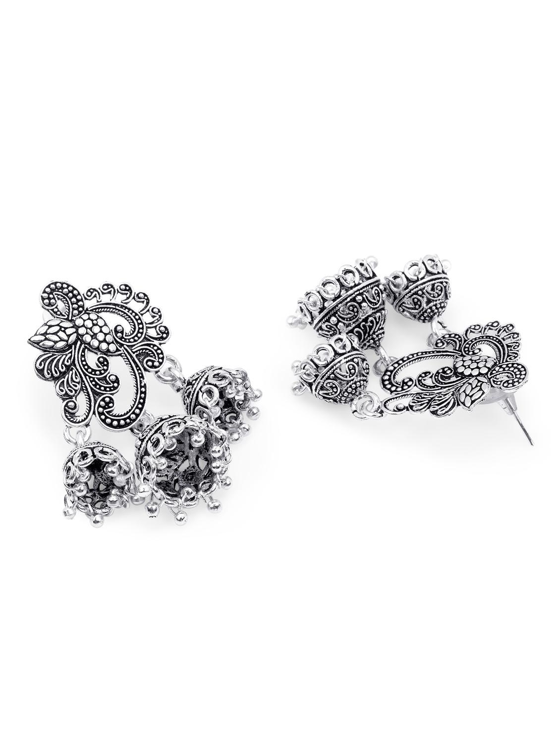 silver zinc jhumka earring - 17421712 - Zoom Image - 3