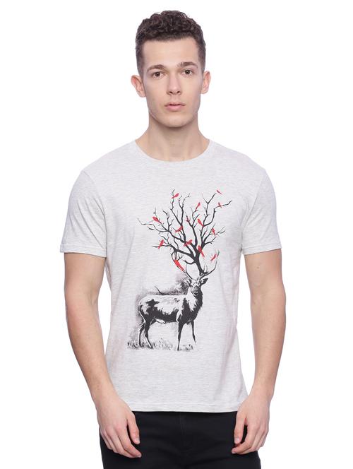 grey front print t-shirt - 17421795 - Standard Image - 1