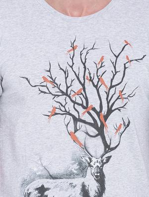 grey front print t-shirt - 17421795 - Standard Image - 4