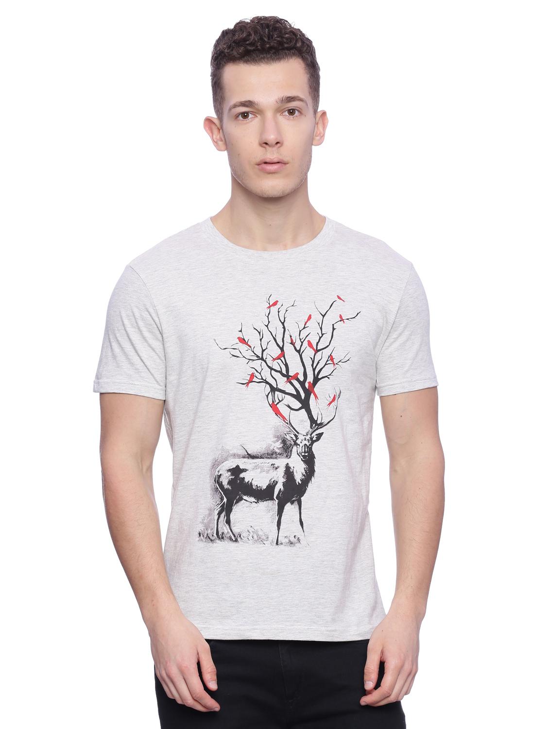 grey front print t-shirt - 17421795 - Zoom Image - 1