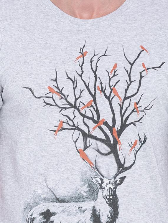 grey front print t-shirt - 17421795 - Zoom Image - 4
