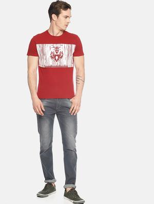 red chest print t-shirt - 17421797 - Standard Image - 4