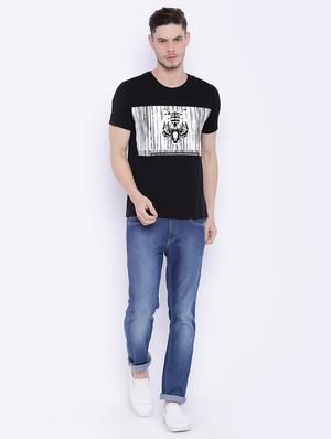 black chest print t-shirt - 17421799 - Standard Image - 4