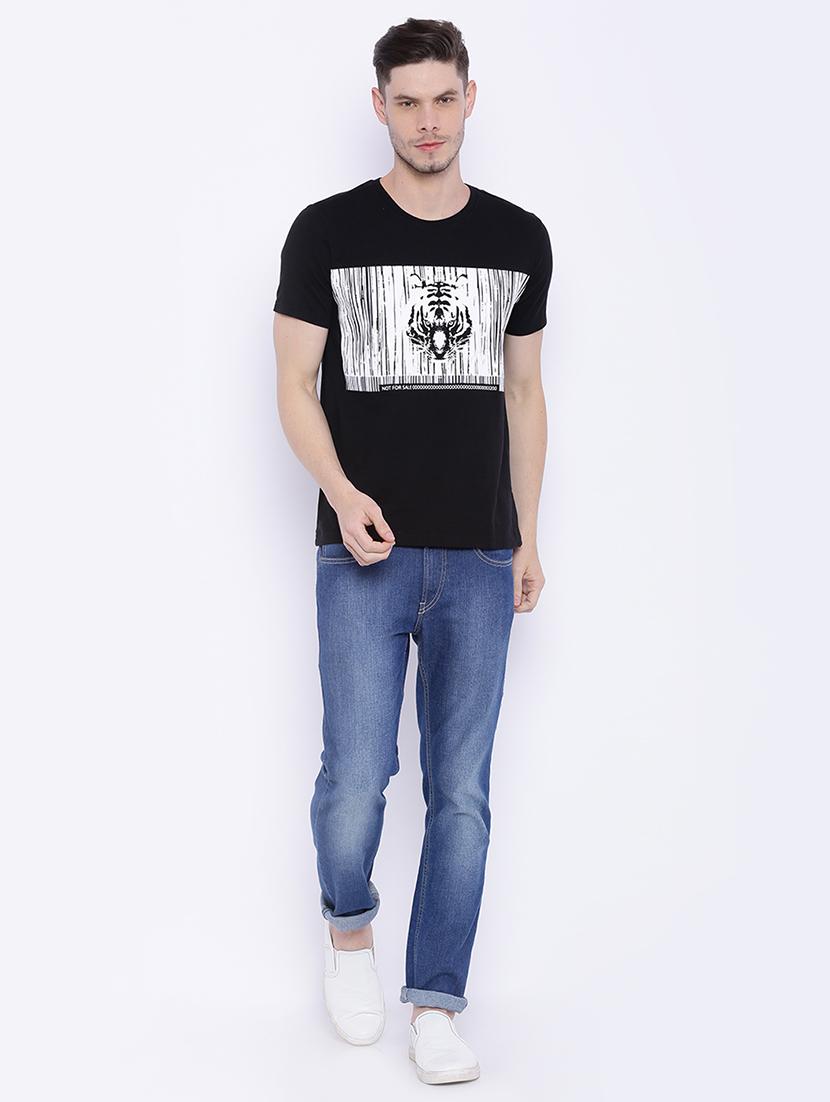 black chest print t-shirt - 17421799 - Zoom Image - 4