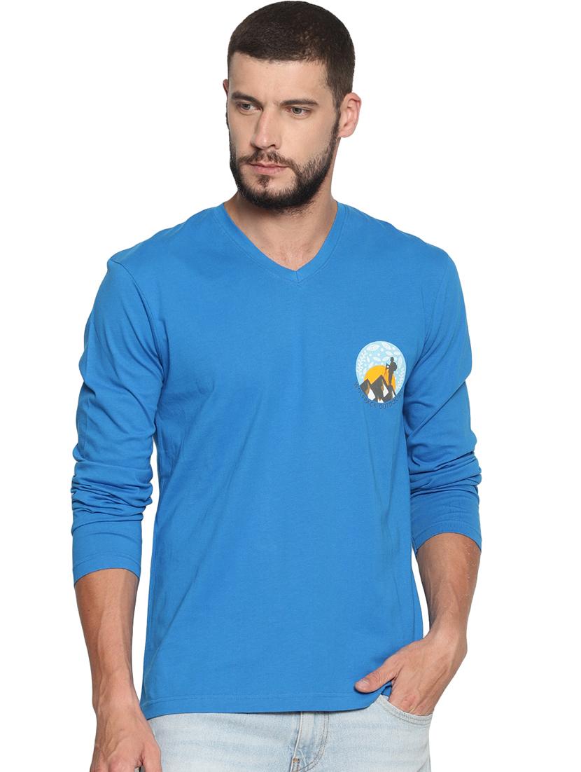blue chest print t-shirt - 17421804 - Zoom Image - 1