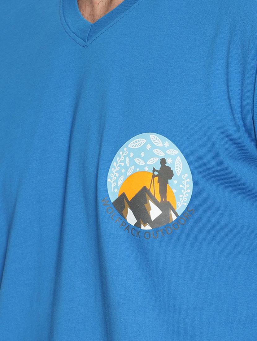 blue chest print t-shirt - 17421804 - Zoom Image - 5