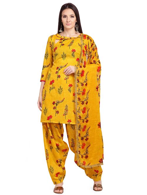 floral unstitched suit - 17421898 - Standard Image - 1