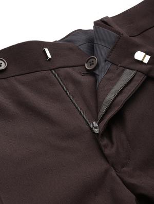 brown solid flat front formal trouser - 17421960 - Standard Image - 5