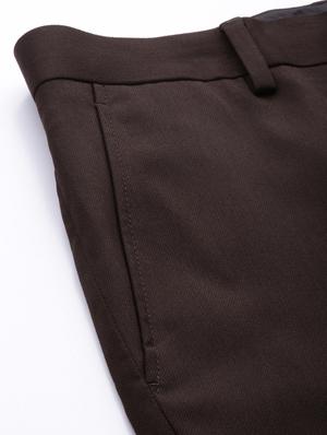 brown solid flat front formal trouser - 17421960 - Standard Image - 6