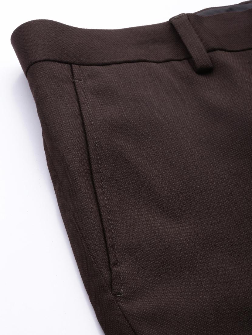 brown solid flat front formal trouser - 17421960 - Zoom Image - 6