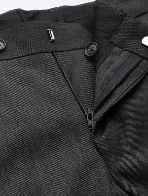 grey solid flat front formal trouser - 17421964 - Standard Image - 5