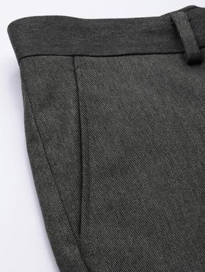 grey solid flat front formal trouser - 17421964 - Standard Image - 6