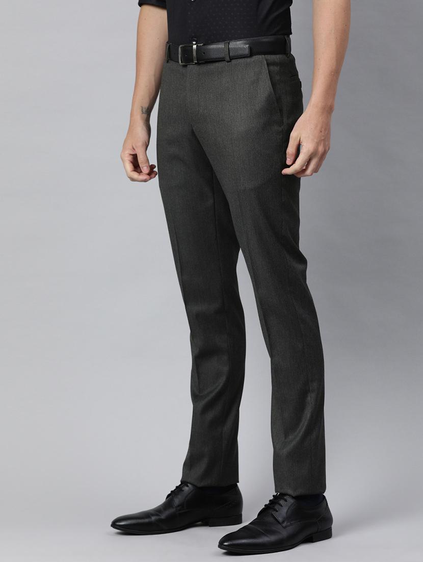 grey solid flat front formal trouser - 17421964 - Zoom Image - 2