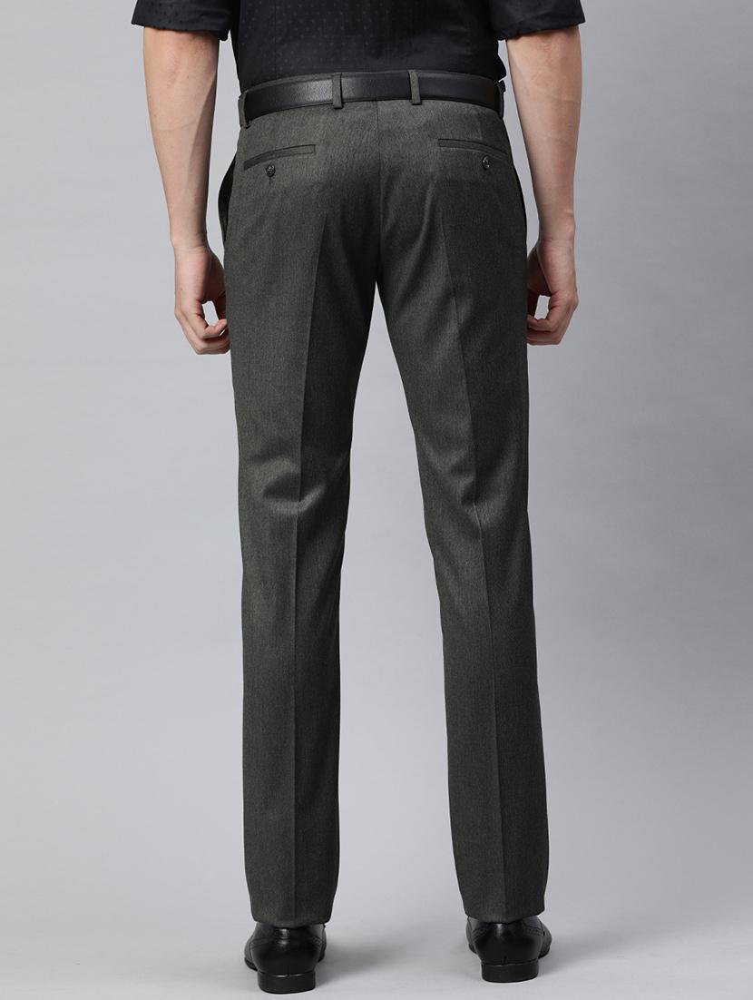 grey solid flat front formal trouser - 17421964 - Zoom Image - 3
