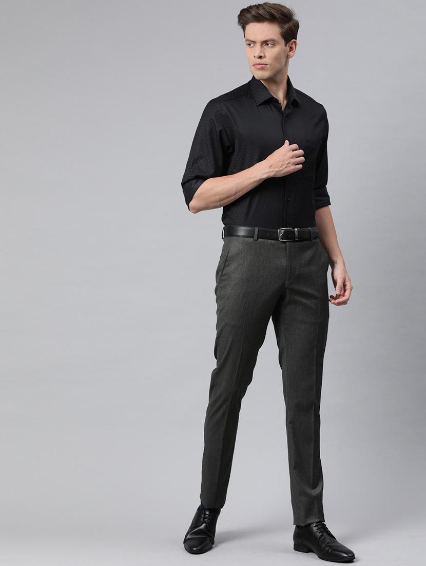 grey solid flat front formal trouser - 17421964 - Zoom Image - 4
