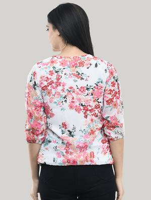 v-neck floral blouson top - 17422002 - Standard Image - 3