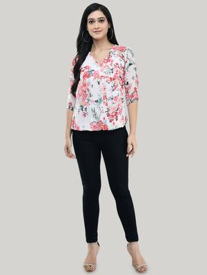 v-neck floral blouson top - 17422002 - Standard Image - 4