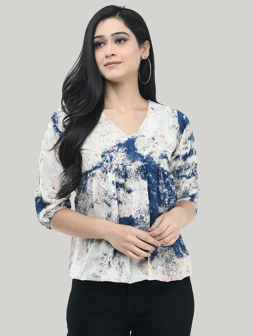 v-neck blouson top - 17422003 - Standard Image - 1