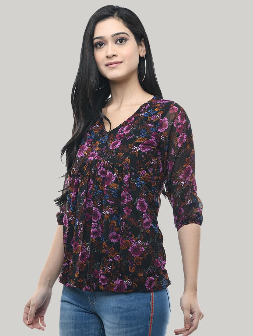 v-neck floral blouson top - 17422007 - Zoom Image - 2