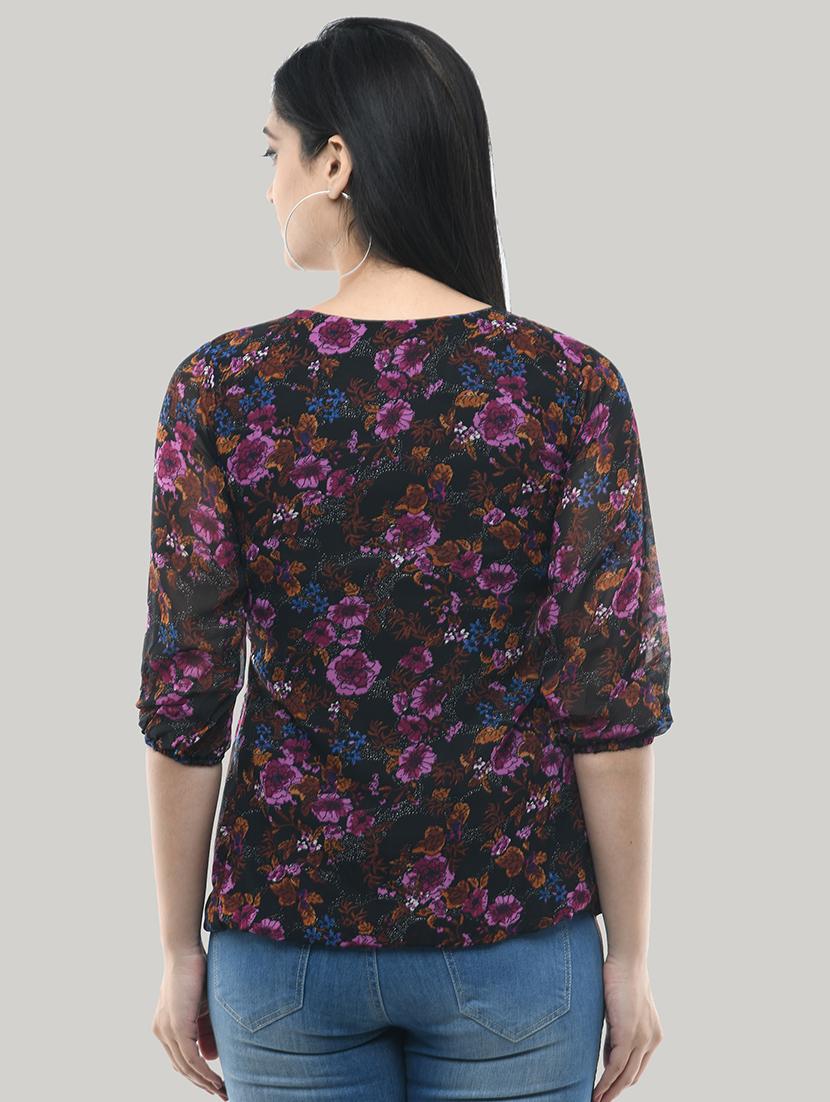 v-neck floral blouson top - 17422007 - Zoom Image - 3