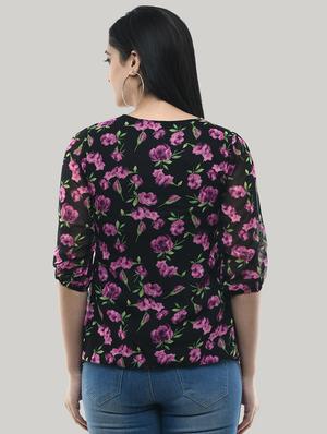 v-neck floral blouson top - 17422009 - Standard Image - 3