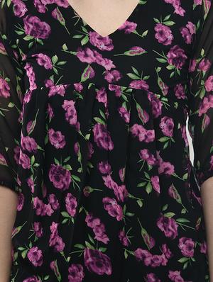 v-neck floral blouson top - 17422009 - Standard Image - 5